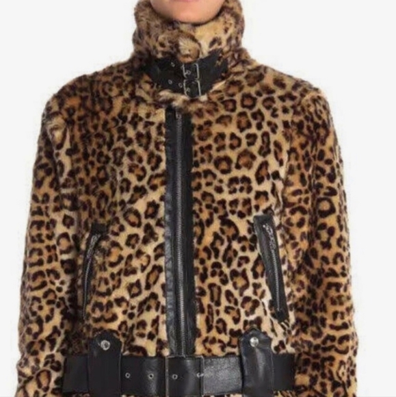 blank NYC note to self faux-fur leopard print moto jacket ✨️NEW - Picture 6 of 12